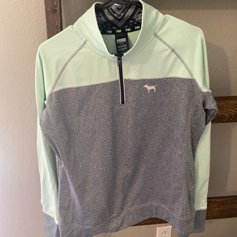 Victoria Secret Quarter Zip - Teal & Grey